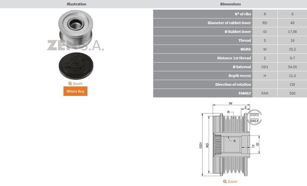 BMW 116 118 120 316 318 320 520 Z4 Alternatör Kasnağı 6 Kanal ZEN