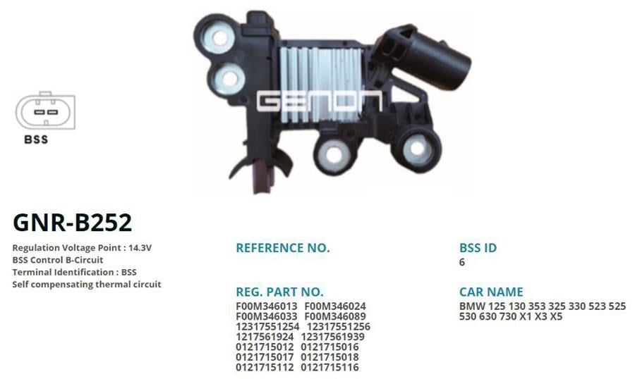 BMW 116 Alternatör Konjektörü 12V BSS GENON