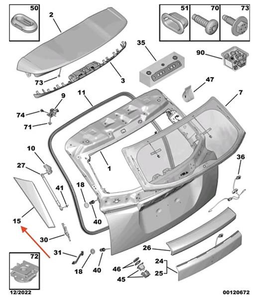 Peugeot 2008 Bagaj Kapağı Sol Hava Deflektörü PSA
