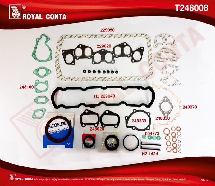 Peugeot 205 305 306 Partner Motor Takım Conta SKT Keçeli SKC'siz 1.8D XUD7 ROYAL