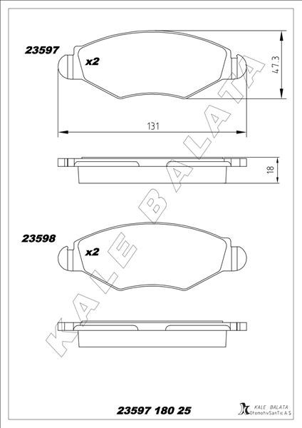 Peugeot 206 306 Ön Fren Balatası KALE-BALATA