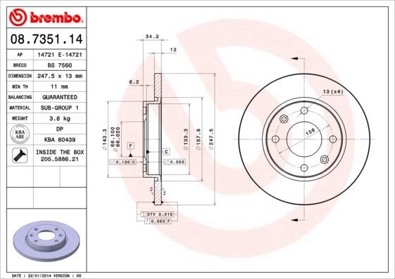 Peugeot 206 Ön Fren Aynası ABS'siz BREMBO