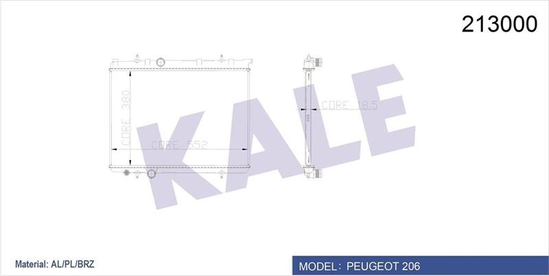 Peugeot 206 Radyatör Mekanik Klimasız KALE-RADYATOR