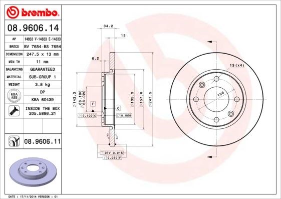 Peugeot 206 306 Citroen Xsara Ön Fren Aynası [ABS'siz] BREMBO