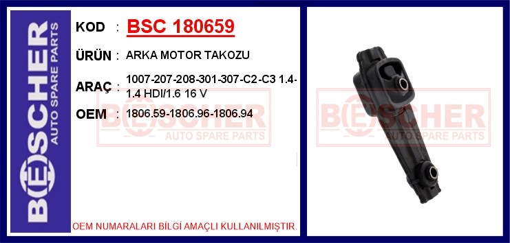 Peugeot 207 208 301 1007 2008 Citroen C2 C3 C-Elysee DS3 Motor Takozu Arka BESCHER