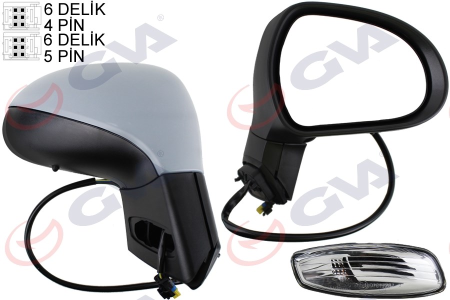 Peugeot 207 Sağ Dış Dikiz Aynası Elektrikli Isıtmalı Sinyalli Sensörlü... GVA