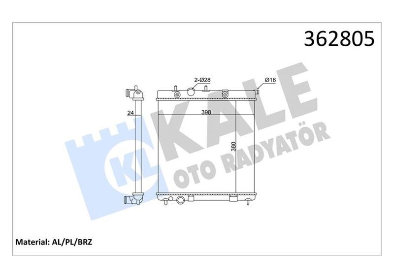 Peugeot 207 Su Radyatörü 1.4-1.6 16V KALE-RADYATOR
