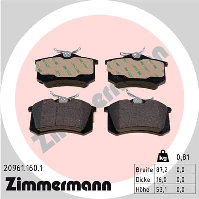 Peugeot 207 Arka Balata 208 Citroen C3 II C4 Cactus DS3 ZIMMERMANN