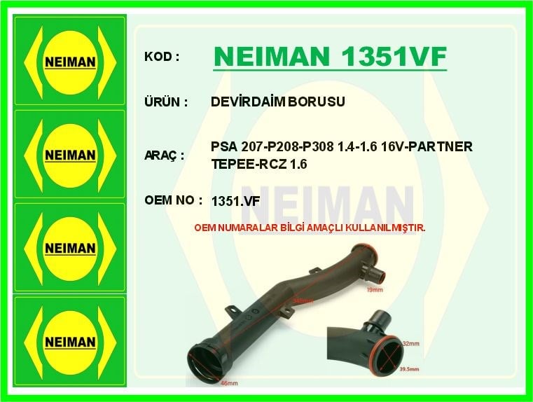 Peugeot 207 208 308 Devirdaim Borusu 1.4-1.6 16V BESCHER
