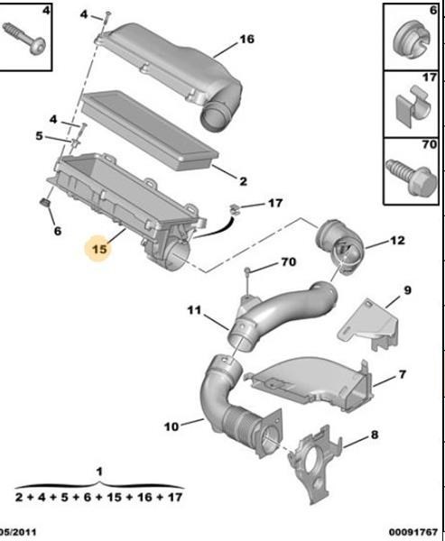 Peugeot 207 Citroen C4 Hava Filtre Alt Kapağı PSA