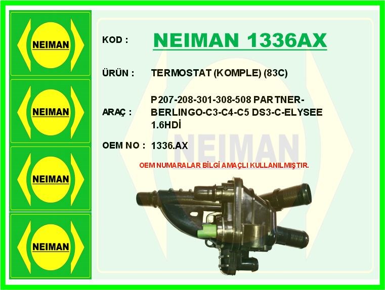 Peugeot 207 208 301 308 508 Partner Berlingo Termostat Komple 1.6HDİ 1.6D MJET BESCHER