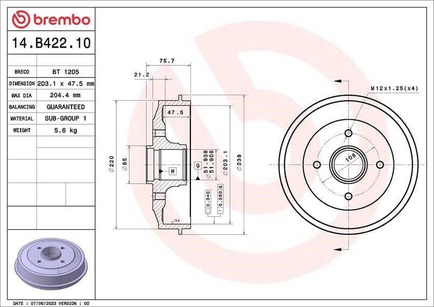 Peugeot 208 Arka Fren Kampanası Rulmansız BREMBO