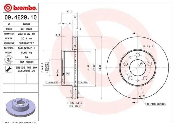 Volvo 240 260 Ön Fren Disk Aynası BREMBO