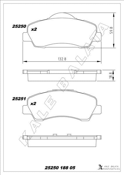 Peugeot 301 Ön Fren Balatası 266mm KALE-BALATA