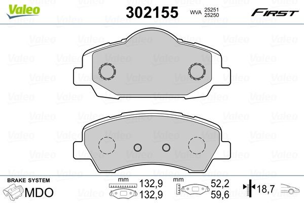 Peugeot 301 Ön Fren Balatası 266mm VALEO