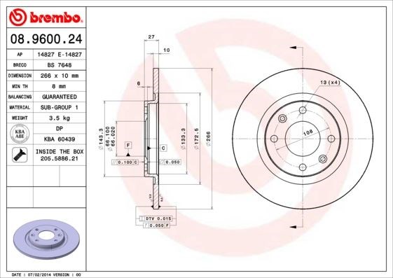 Peugeot 305 405 Citroen BX Ön Fren Aynası BREMBO