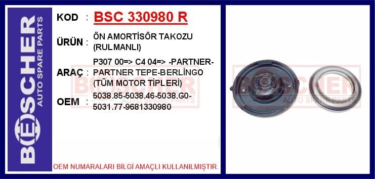 Peugeot 307 Ön Amortisör Takozu Rulmanlı BESCHER