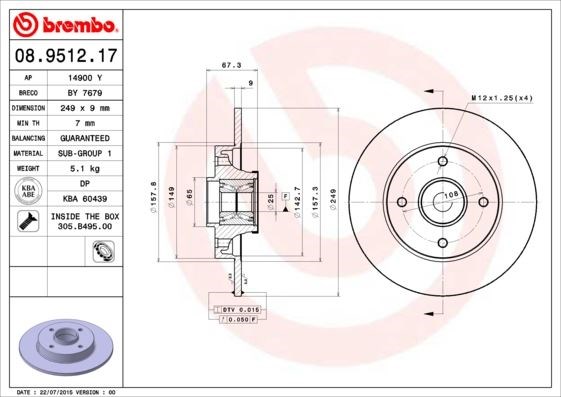 Peugeot 307 Citroen C4 Arka Fren Aynası [Poryalı] BREMBO