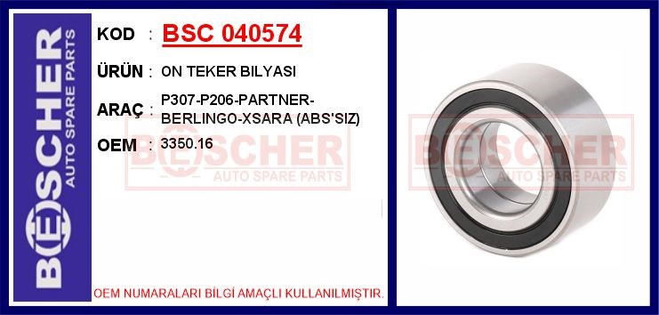 Peugeot 307 Ön Teker Bilyası ABS'siz BESCHER