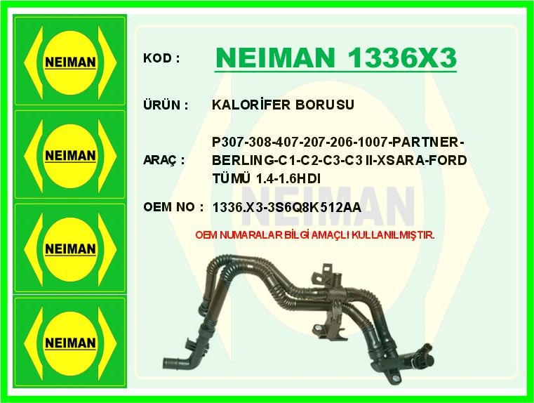 Peugeot 307 308 407 207 206 1007 Partner Kalorifer Borusu 1.4-1.6HDI BESCHER