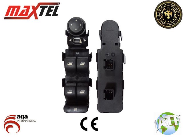 Peugeot 308 Ön Sol Cam Kaldırma Anahtarı Çift Soketli 6+3 Pin Kasasız MAXTEL
