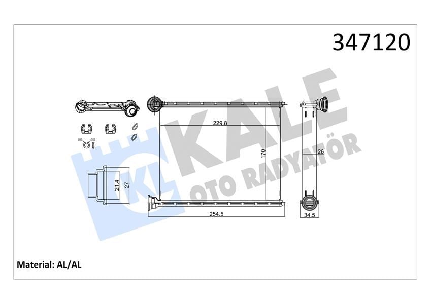 Peugeot 308 Citroen C3 Kalorifer Radyatörü [Klimalı-Klimasız] KALE-RADYATOR