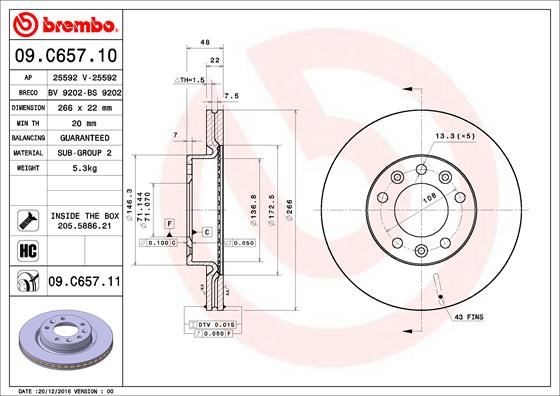 Peugeot 308 2 Ön Fren Aynası Havalı BREMBO