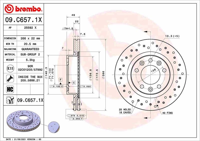 Peugeot 308 2 Ön Fren Aynası Havalı BREMBO