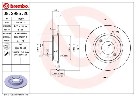 Peugeot 405 1.6-1.9-1.8T 89-92 405 II 1.8-2.0-2.0 16V 92-95 Arka Fren Aynası... BREMBO