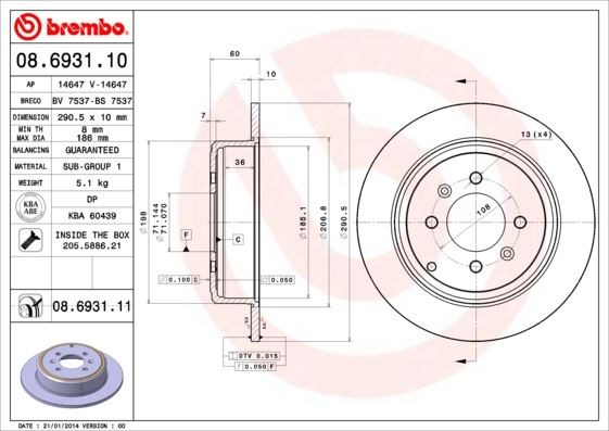 Peugeot 406 Arka Fren Aynası BREMBO