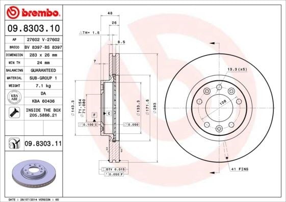 Peugeot 407 Ön Fren Aynası Havalı BREMBO