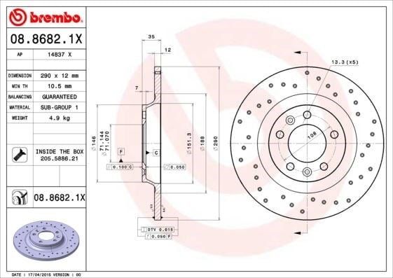 Peugeot 407 Arka Fren Aynası Dolu Delikli BREMBO