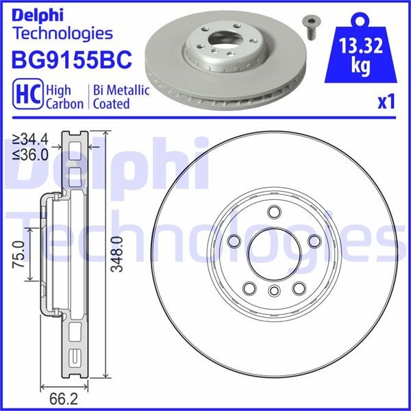 BMW 5 Serisi Ön Fren Diski Bi-Metalik Alüminyum Gövdeli Tekli DELPHI