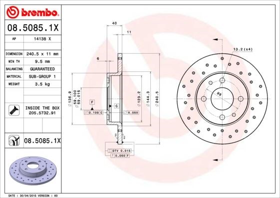 Fiat 500 500C 07> Tipo Punto Tempra Panda Marea Bravo 96> Alfa Romeo... BREMBO