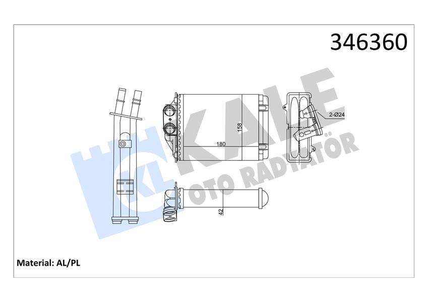 Fiat 500 500C Panda Kalorifer Radyatörü KALE-RADYATOR
