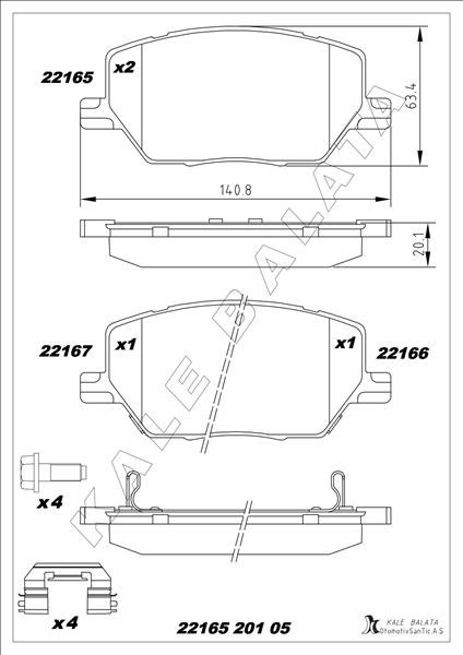 Fiat 500X Ön Fren Balatası KALE-BALATA