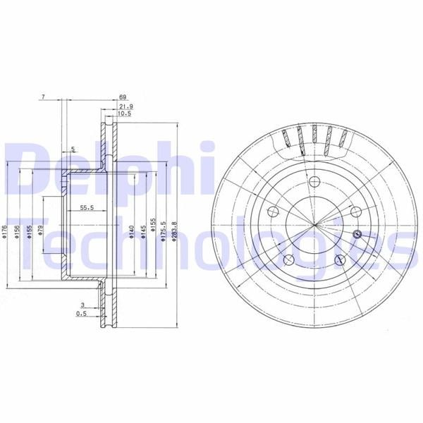 BMW 518 520 524 525 528 Ön Fren Diski Delikli DELPHI