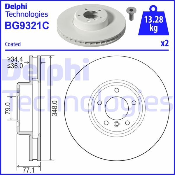 BMW 535 540 550 635 650 Ön Fren Diski Boyalı Delikli DELPHI