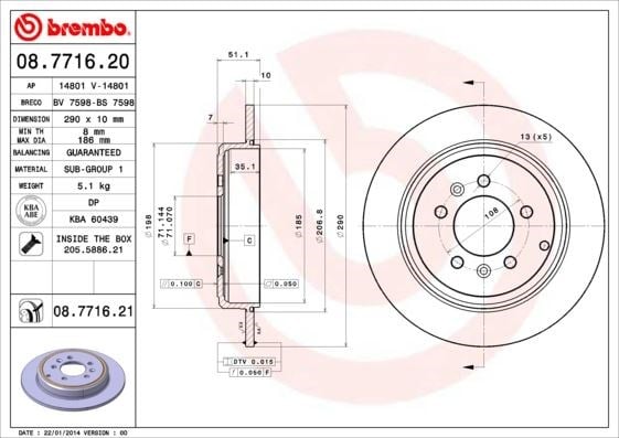 Peugeot 607 Arka Fren Aynası BREMBO
