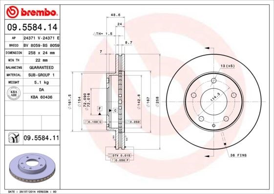 Mazda 626 Ön Fren Diski Havalı Kaplamalı BREMBO