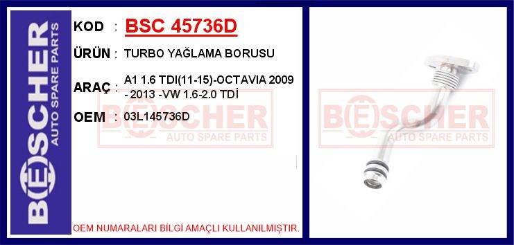 Audi A1 Turbo Yağlama Borusu BESCHER