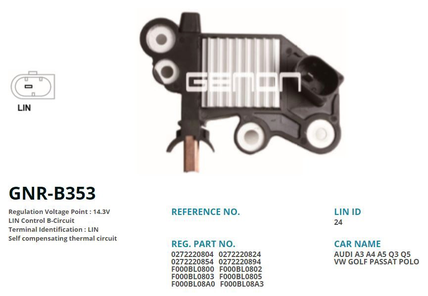 Audi A1 Alternatör Konjektörü 12V LIN GENON