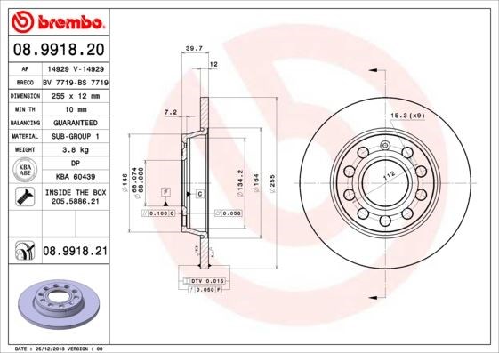 Audi A4 Avant Cabriolet Arka Fren Aynası BREMBO