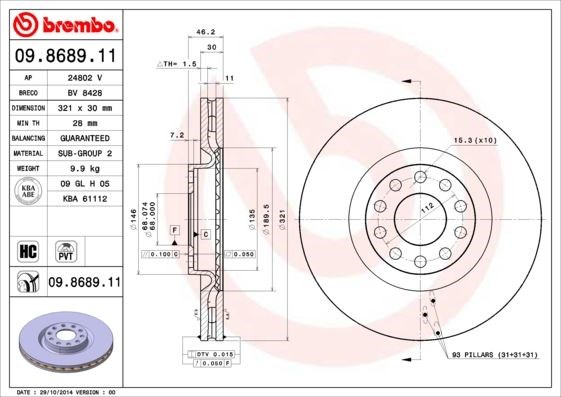 Audi A4 Ön Fren Aynası Havalı BREMBO