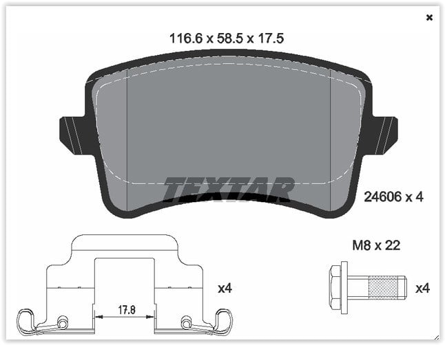Audi A4 A5 Q5 Arka Balata TEXTAR