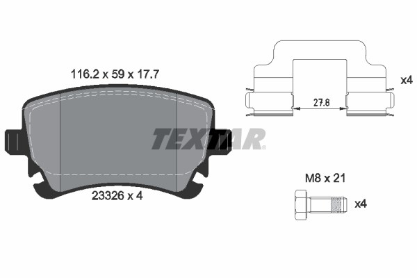 Audi A6 A8 Volkswagen T5 Arka Fren Balatası TEXTAR