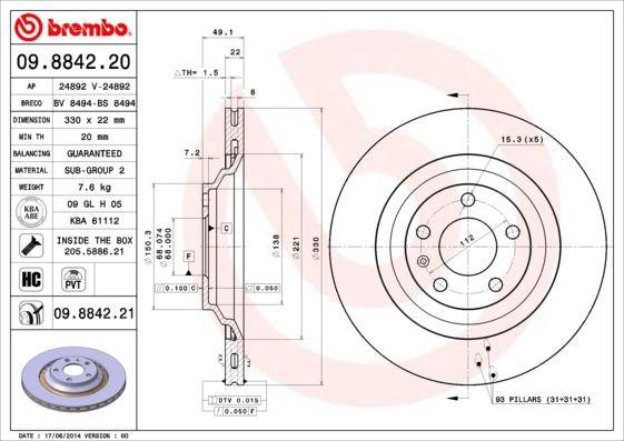 Audi A6 Arka Fren Aynası BREMBO