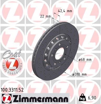 Audi A8 Volkswagen Phaeton Arka Fren Diski Delikli ZIMMERMANN