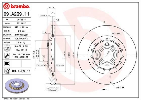 Audi A8 Volkswagen Phaeton Arka Fren Diski BREMBO