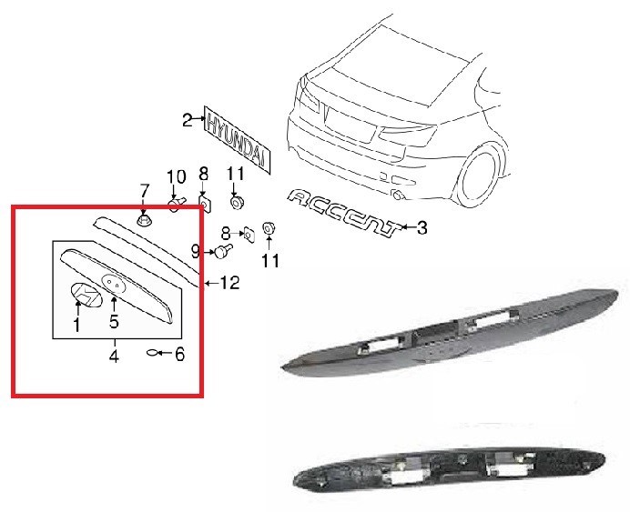 Hyundai Accent Era Arka Bagaj Plaka Üst Bakalit DOGAN-